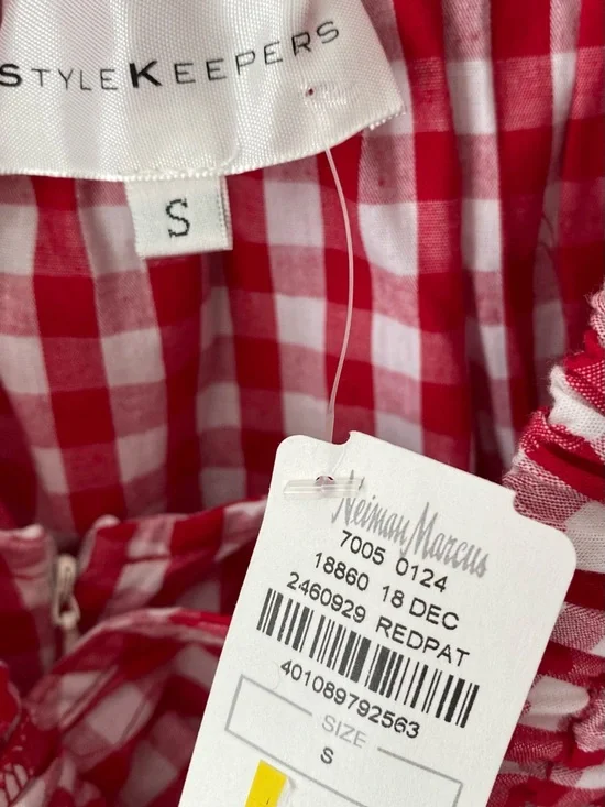 StyleKeepers NWTs Red Gingham Off-Shoulder Gingham Mini Dress size small - Picture 3 of 6